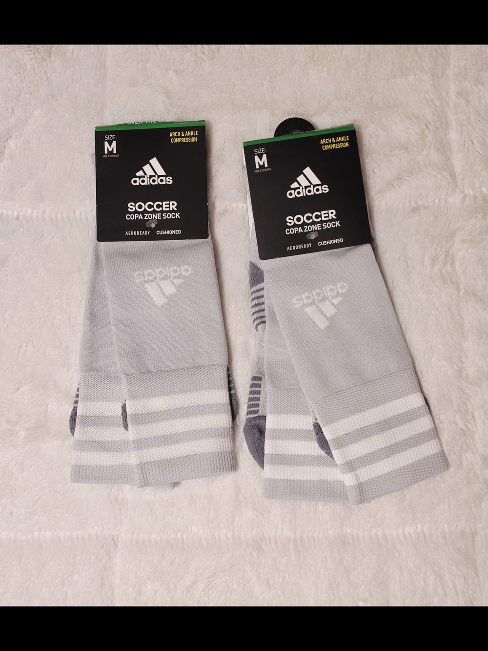 adidas Soccer Copa Zone Athletic Socks - Light Gray & White (SOC70/71)